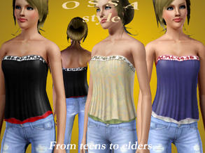 Sims 3 — OSSA - Top T009 by SandraR — Two-layers top with sparkling details in the bustline. Available from teens to