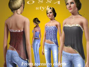 Sims 3 — OSSA - Top T010 by SandraR — Two-layers irregular top with sparkling details in the bustline. Available from