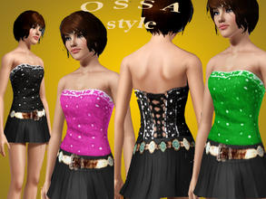 Sims 3 — OSSA - Top T012 by SandraR — Glittering organza Strapless top with stunning lace up back. Available from teens