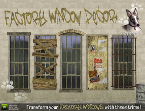 Sims 3 — Decor for Factory Windows by Cyclonesue — Make a whole new set of designs with these Factory Window decorative