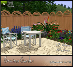Sims 3 — Gracious Garden by Shakeshaft — The Gracious Garden Set comprises of a 1x1 Table and Director's Style Dining
