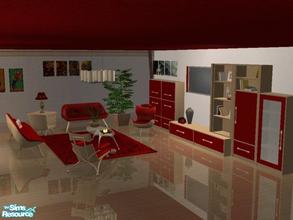 Sims 2 — Magali Living recolour-red  by MysticVelvet — Another recolour of Shoukeirs Magali Living mesh in red and