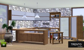Sims 3 — Kitchen Trento Part 1 by Sasilia — set contains 16 parts: 3 counters, cabinets, ceilinglamp, clutter,