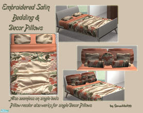 Sims 2 — Embroidered Bedding Ivory-Peach Set by Simaddict99 — 