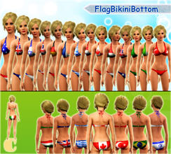 Sims 3 — FlagbikiniBottom by carit — Including the countries: Canada, Hungary, Brazil, France, Israel, USA, UK,