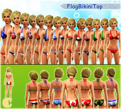 Sims 3 — FlagBikiniTop by carit — Including the countries: Canada, Hungary, Brazil, France, Israel, USA, UK, Australia,