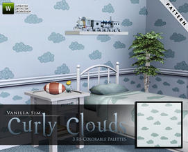 Sims 3 — Curly Clouds  by Vanilla Sim — Big curly clouds in a pale blue sky