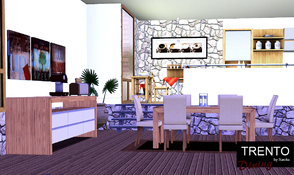 Sims 3 — Trento: Dining by Sasilia — set includes: 3 counterislands, painting with recols, chair, table, espressomachine,