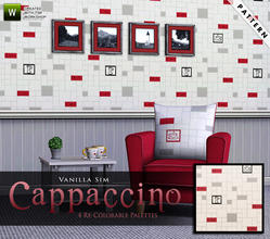 Sims 3 — Cappaccino by Vanilla Sim — A tile effect wall covering in off white with occasional grey and red tiles, tiles