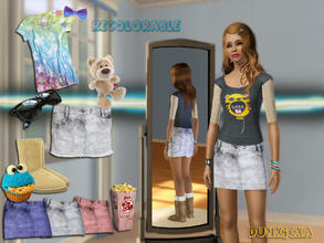 Sims 3 — Denim Mini Skirt by dunkicka — Denim mini skirtin 3 colors: blue, white and peach. For teens,yadults and adults;