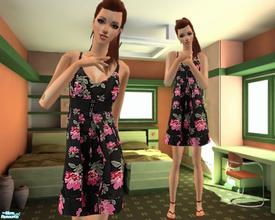Sims 2 — Pink Flower Black Dress by SouR_CherrY_GirL — Mesh by Jassims * 
