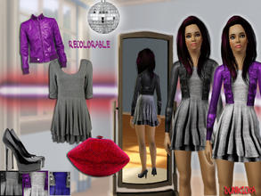 Sims 3 — Cotton Dress with Leather Jacket by dunkicka — I really worked hard on this so i hope you like it. Cotton dress