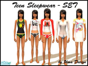 Sims 2 — Teen Girl Sleepwear - SET by Uma Design — Teens want to vary their sleepwear. Give them this set and they are