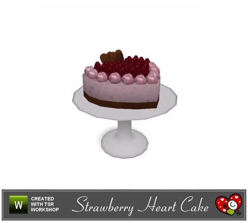 Sims 3 — Strawberry Heart Cake by mensure — Strawberry Heart Cake by mensure. It's only decorative!