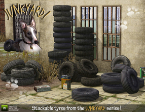 Sims 3 — Stackable Tyres by Cyclonesue — Old tyres from the Junkyard series. Don't burn them and harm the environment -