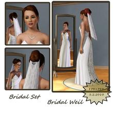 Sims 3 — Bridal Set-French Hair Formal by mensure — Hair bun and the veil. Veil is as hair accessories, they come