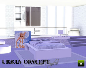 Sims 3 — Urban Concept: Los Angeles by Sasilia — set includes: bed, endtable, dresser, dressertop, stool, tablelamp,