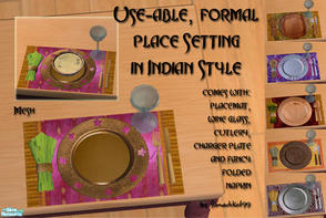 Sims 2 — Use-able Formal Place-setting by Simaddict99 — Formal style place-setting in Indian textures to match my Indian