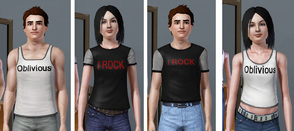 Sims 3 — I ROCK -  Oblivious Tee Shirt and Tank Set by Simyoolayter — 