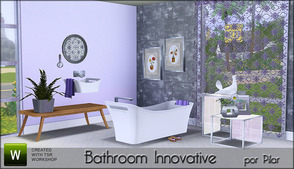 Sims 3 — Bathroom Innovative by Pilar — This set is composed of 13 meshes: curtain, sculture, sculture margarita,