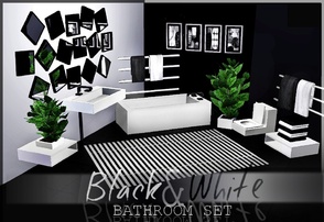 Sims 3 — UM Black & White Bathroom by UM_Creations — The set contains 12 modern designed items: Bathtube, Sink,