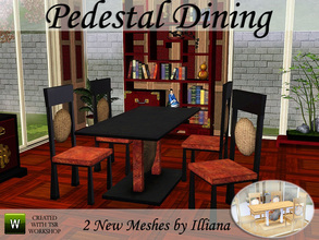 Sims 3 — Pedestal Dining by Illiana — Pedestal Dining is a modern dining set with a hint of Asian influence! Set includes