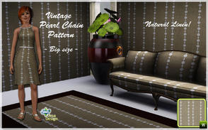 Sims 3 — Vintage Pearl Chain BIG by Uma Design — Plain can be pretty! This natural linen with vintage pearl chain print