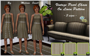 Sims 3 — Vintage Pearl Chain SET by Uma Design — Plain can be pretty! This natural linen with vintage pearl chain print