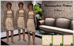 Sims 3 — Hummingbirds Theme SET by Uma Design — A pattern so simple it is almost abstract, which makes it fit anywhere