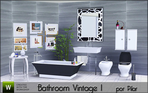 Sims 3 — Bathroom Vintage 1 by Pilar — This is a set composed of the following items: Sink, Bathtub, toilet, toilet bide,