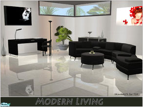 Sims 2 — Modern Living by ShinoKCR — Modern Livingroom containing a Sectionalsofa with 4 Sections, Pillowback, Pillow as