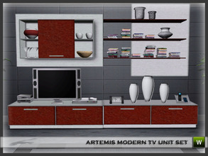 Sims 3 — Artemis Modern Tv Unit Set by denizzo_ist — 4 New Meshes, Tv Units,Vases 2 Edited EA Meshes, Tv, DVD's Use