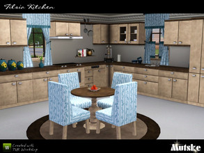 Sims 3 — Tilsia Kitchen by Mutske — Set of 15 new meshes. Contains 3 counters, 3 cabinets, appliances and clutter to