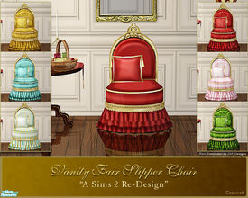 Sims 2 —  Vanity Fair Slipper Chair Set by Cashcraft — A redesign for Sims 2, the Vanity Fair Slipper chair in 6 designer