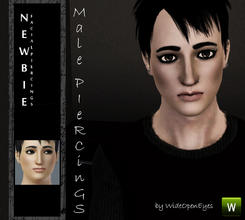 Sims 3 — Adult Male Facial Rings - Newbie by wideopeneyes — A simple lip, nose and brow set for your male Sims who are