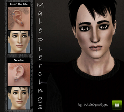 Sims 3 — Male Piercings Set by wideopeneyes — This set of piercings contains four items grouped into two variations,