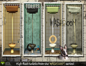 Sims 3 — High-flush toilets by Cyclonesue — Another instalment for the Washrooms series - four toilets in various states