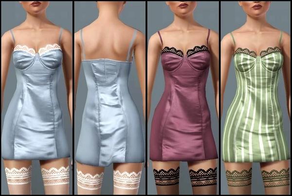 Sims 3 — JPSet34 Satin Nightie and Stockings by juttaponath — Satin Nightie and Lace Stockings for adults and young