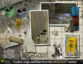 Sims 3 — Washroom Floor Decor set by Cyclonesue — The latest installment in the Washroom series: puddles, mops and