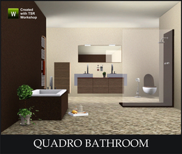 Sims 3 — Quadro Bathroom  by Gosik — Set contains two sinks (left and right), bathtub, shower, toilet, bidet, wall