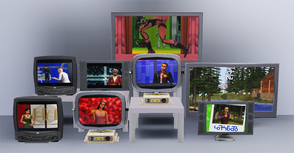 Sims 3 — Place Anywhere Tvs by IOS — Four Tv's from The Sims 3 Base Game with the base and/or tables removed. Each one