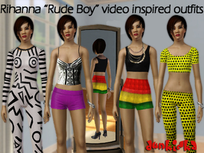 Sims 3 — Rihanna 'Rude Boy' Video Outfits by dunkicka — These items are all from Rihanna's 'Rude Boy' video and they are