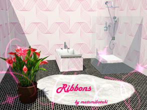 Sims 3 — Ribbons by matomibotaki — Delicate 2 channel ribbon pattern in soft pink and white color, to find under