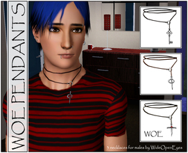 Sims 3 — WOE Pendants For Males by wideopeneyes — A set of wrap-around style necklaces with three different pendants: