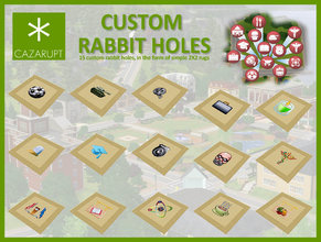 Sims 3 — Custom Rabbit Holes by cazarupt — A set of 15 custom Rabbit Holes in the form of simple 2X2 recolourable rugs.