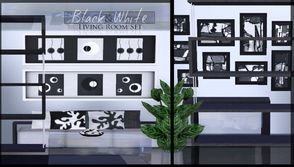 Sims 3 — UM Black & White Living Room Set by UM_Creations — The set contains 11 modern designed items : Sofa, 3
