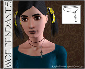Sims 3 — Key Pendant for Females by wideopeneyes — A wrap-around necklace with a key pendant for your YA/A females.
