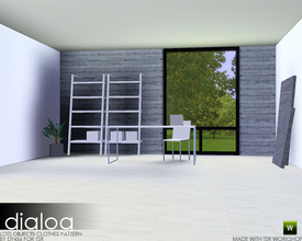 Sims 3 — Dialog Office by DT456 — New mesh set. Set contains: Bookshelf, Desk, Chair, Plant, Floorpainting and Computer