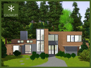 Sims 3 — Woodpecker Residence by cazarupt — A stylish forest home. Kitchen-Diner, Atrium, Gym, Lounge are located on the