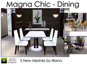 Sims 3 — Magna Chic - Modern Dining by Illiana — A contemporary/modern dining set to complete your home! 2 color choices